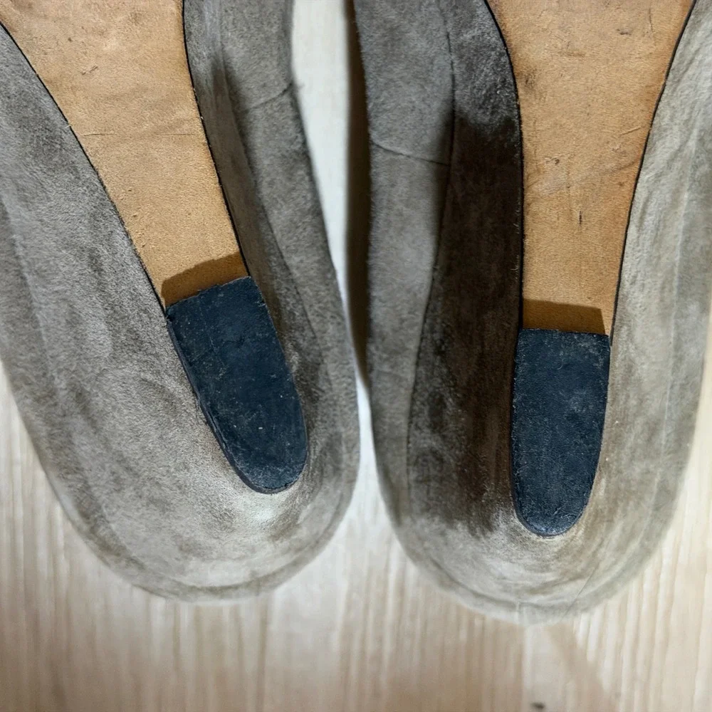 Kate Spade Wedge Heels Womens 8M Taupe Suede‎ Bow Fringe Dress Shoes